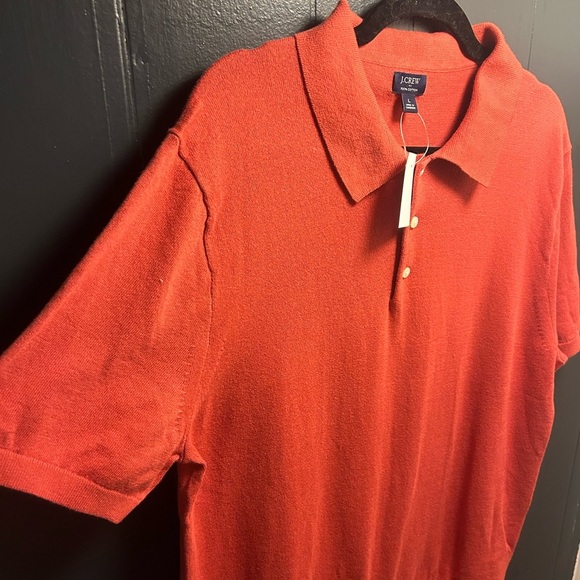 J Crew Large Sweater Polo Red Sand Short Sleeve 100% Cotton Brand New With Tags - Picture 3 of 7